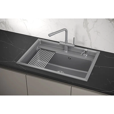 Мойка кварц, прямоугольная, KS-7301, 730*510мм, алюминиум, на столешницу, Granula - фото 4