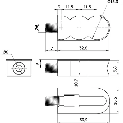 Стяжка Genifix Neo с винтом М6,0*8, белая (уп/ 10 шт) AKS - фото 2