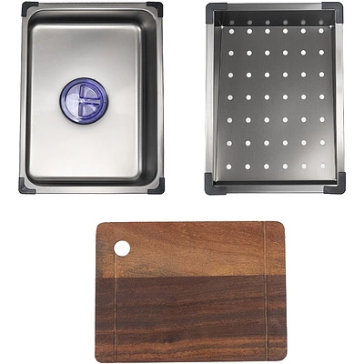 Мойка н/сталь, прямоугольная одночашевая со смесителем, 750*450мм, графит, PVD покрытие, врезн на/вровень столешнице, AKS (3,2мм) - фото 6