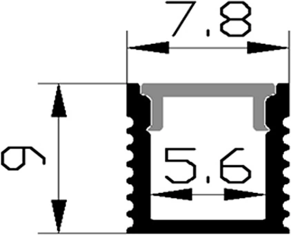 Профиль алюминиевый накладной 0908 с экраном, узкий, цвет алюминий, 2м, GS - фото 2