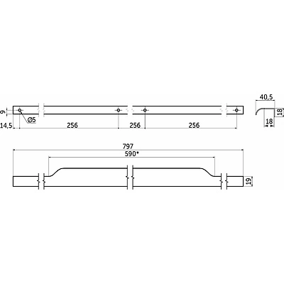Ручка меб. накладная алюм. LINEA 768/797 черный матовый, AKS - фото 2