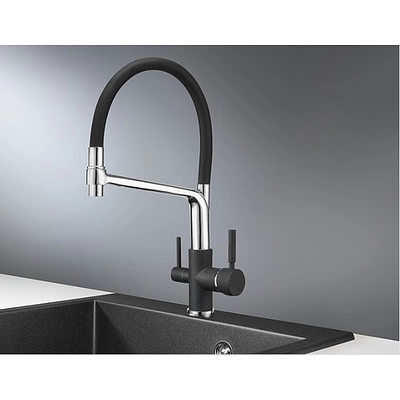 Смеситель для кухни с краном под питьевую воду и шлангом, GR-0083, черный, Granula - фото 1