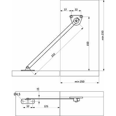 Кронштейн для откидных створок с тормозом и фиксатором SAZ серый - фото 2
