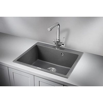 Мойка кварцевая, прямоугольная, GR-6001, 600*520мм, графит, Granula - фото 3