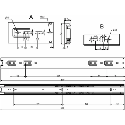 Направляющая шариковая L-500 h=42 GRIDLI B - фото 2