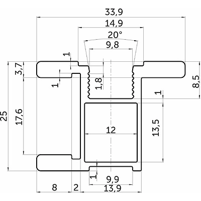 Профиль алюминиевый SENATOR серебро вертик. Н-образный L-5300 мм АЛЮТЕХ мини - фото 2