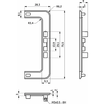 Комплект заглушек металлич. к профилю Gola, С-образных (левая+правая) черный AKS - фото 2