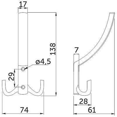 Крючок меб. трехрожковый мет. WP14 черный AKS - фото 5