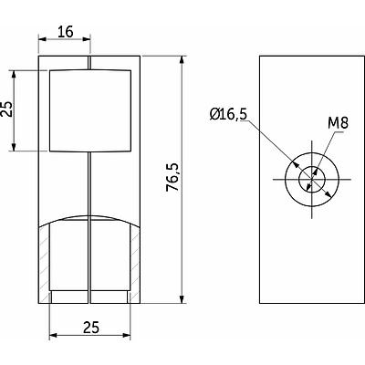 Соединитель 2-х труб для квадр. трубы 25*25 QUADRO, черный AKS - фото 2