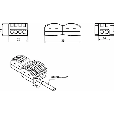 Соединитель электрический, клеммный, PCT-623, на две/шесть линий, проходной, быстрозажимной, GS - фото 2
