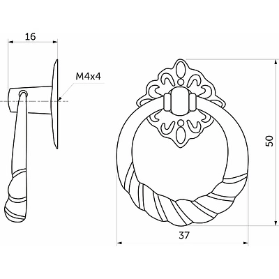 Ручка меб. кнопка мет. K130-G4 старое золото, AKS - фото 2