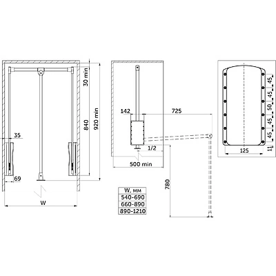 Пантограф 890-1210 LIFT, черный AKS - фото 2