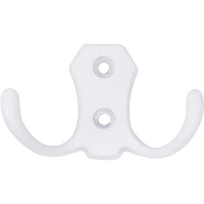 Крючок меб. двухрожковый мет. WP89 белый AKS - фото 3