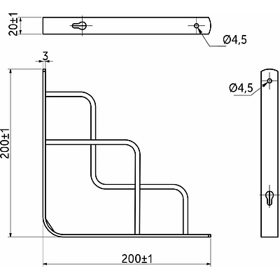 Полкодержатель мет. QUADRO 200*200*20*3, черный AKS - фото 2
