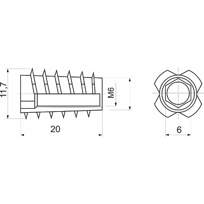 Гайка Rampa М6*11.7*20 с шестигран. углублением и конич. внешн. резьбой (уп/100 шт), AKS - фото 2