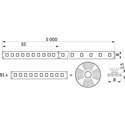 Лента светодиодная двухцветная (CCT) - 14,4W/m, 24V, 8мм, 2835, 180 д/м, IP20, тепл-холод белый, 5м, AKS - фото 2