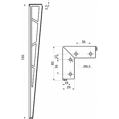 Опора меб. TECHNO h720, черный хром (1 упак. = 4 шт.) AKS - фото 2