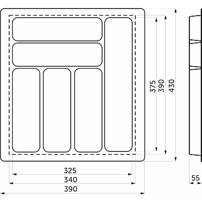 Лоток для столовых приборов 450 BASIC 390*430, белый AKS - фото 2