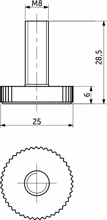 Регулятор уровня М8*25 черный плоский (уп/100шт), AKS - фото 2