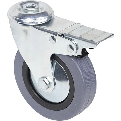 Колесо меб. TECH d100 h128 под винт М10 с торм., серый AKS - фото 1