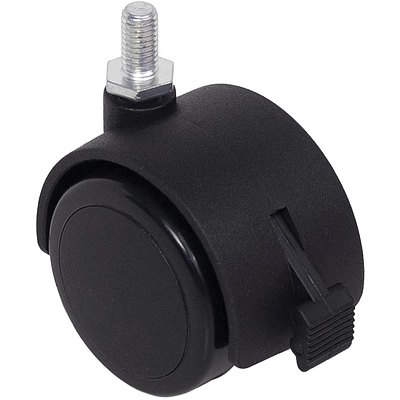 Колесо меб. пласт. FURNI d50 с винтом M8 с торм., черный AKS - фото 1