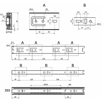 Направляющая шариковая L-350 h=35 AKS C - фото 2