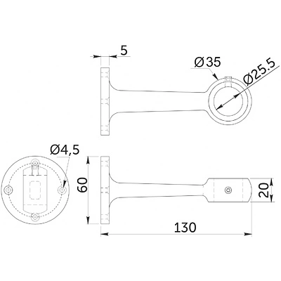 Держатель дистанционный проходной трубы d25 (570), хром RU - фото 2