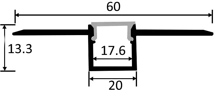 Профиль алюминиевый врезной в гипсокартон RIGEL-2013C, с экраном, цвет алюминий, 2м, AKS (в комплекте 4 заглушки) - фото 2