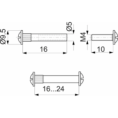 Стяжка межшкафная d5 М4х16 (уп/1тыс.шт) AKS - фото 2