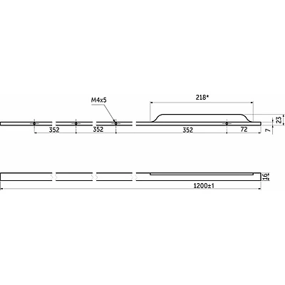 Ручка меб. скоба алюм. ANDROMEDA 1056/1200 черный матовый, AKS (правая) - фото 2