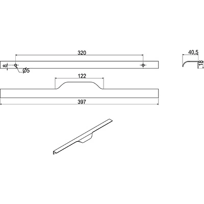 Ручка меб. накладная алюм. LINEA 320/397 черный матовый, AKS - фото 2