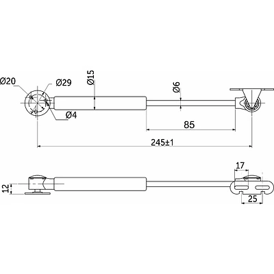 Подъемник газовый верхний 100N серый AKS - фото 2