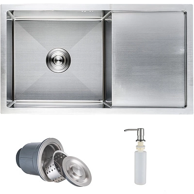 Мойка н/сталь, прямоугольная одночашевая, 780*440мм, сатин, универсальная, AKS (3,2мм) - фото 1