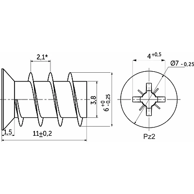 Шуруп EURO ES 6,0*11,5 (уп/1тыс.шт), AKS - фото 2