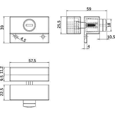 Замок для раздвижных 2-х дверей SENATOR механический серебро PL - фото 3