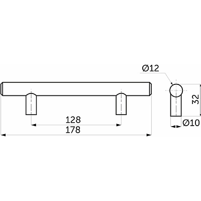 Ручка меб. релинговая 128/178 сталь черный матовый AKS - фото 2