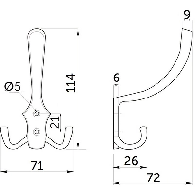 Крючок меб. трехрожковый мет. WP59 сатин GRIDLI - фото 2