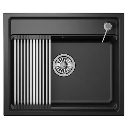 Мойка кварц, прямоугольная, KS-6003, 600*510мм, черный металлик, на столешницу, Granula - фото 1