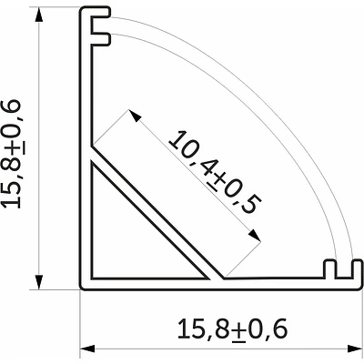 Профиль алюминиевый угловой ORION-1616C с экраном, круглый экран, цвет черный, 3м, AKS - фото 2