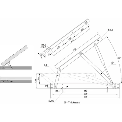 Газ-лифт к механизму №559 для ортопедического основания 1200N ОЗМФ (вес 70-90кг с матрасом) - фото 2