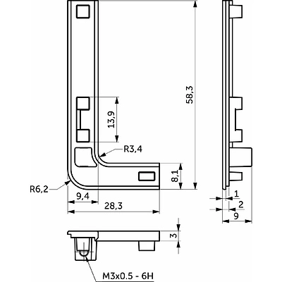 Комплект заглушек металлич. к профилю Gola, L-образных (левая+правая) черный AKS - фото 2