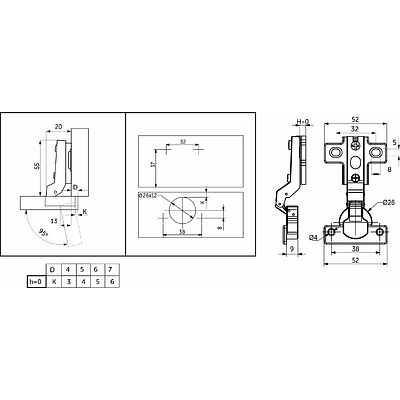 Петля мини полунакладная с пружиной 38мм h0 slide-on AKS - фото 2