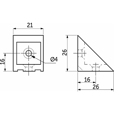 Уголок пластиковый одинарный с крышкой совместно светло-серый -03- (уп/100шт) - фото 2