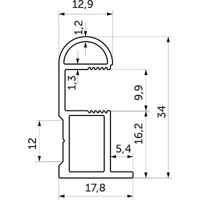 Профиль алюминиевый SENATOR черный муар вертик. узкий орбита L-5300 мм АЛЮТЕХ - фото 2