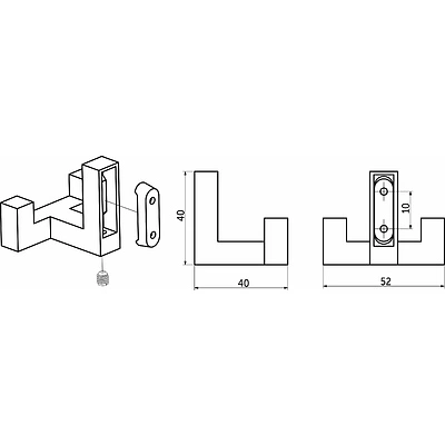 Крючок меб. двухрожковый мет. BENZ хром матовый AKS - фото 2