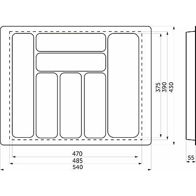 Лоток для столовых приборов 600 BASIC 540*430, белый AKS - фото 2
