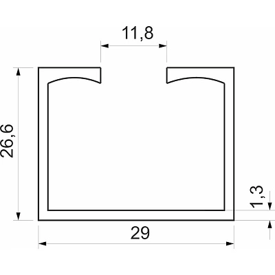 Профиль алюминиевый STANDART, STANFOLD, SLIDE, PORTA GLASS направляющая верхн. L-6000 мм АЛЮТЕХ K-075 - фото 2