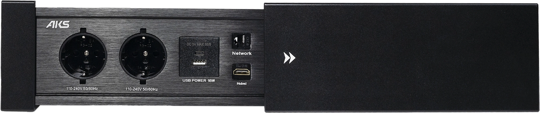 Выдвижной удлинитель Hollander, 2 розетки, 2xUSB, HDMI, LAN, черный AKS - фото 4