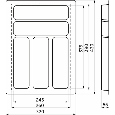 Лоток для столовых приборов 400 BASIC 320*430, белый AKS - фото 2