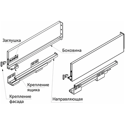 Система ящиков Slimbox L-350 H=90 с доводчиком ДСП16мм белый - фото 5